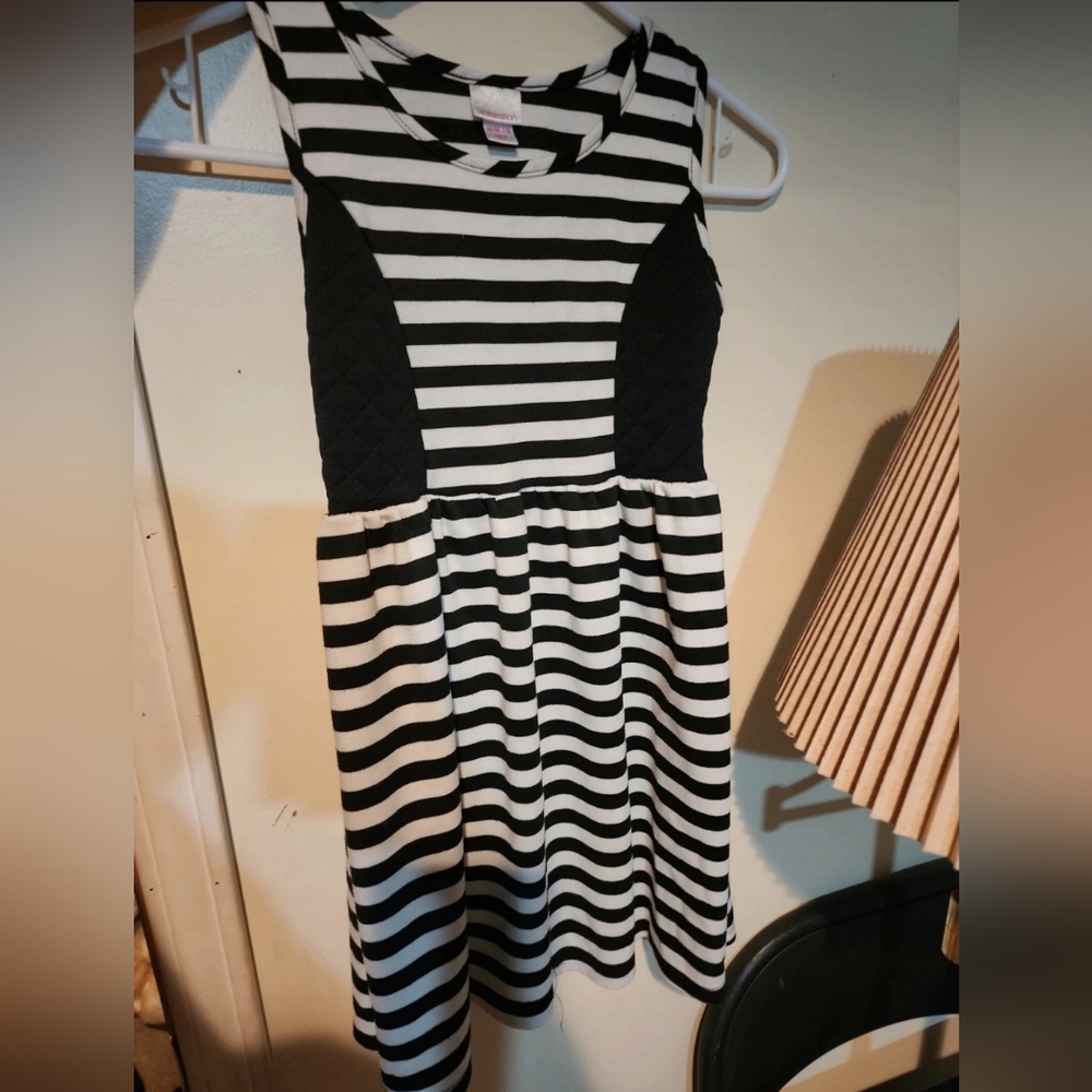 black and white striped dress